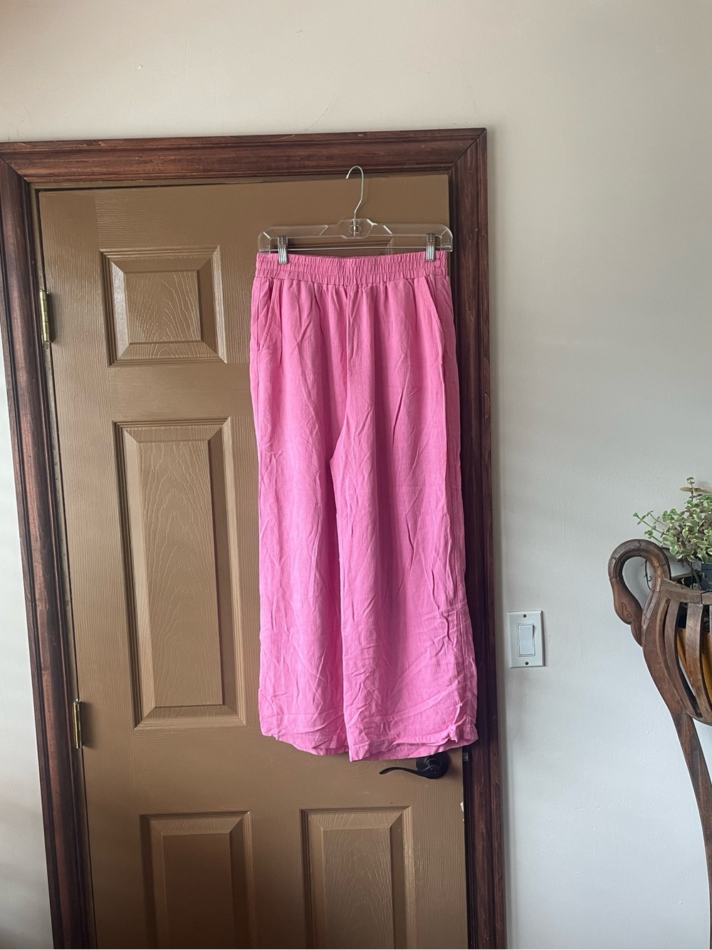 MELLODAY Pink Elastic Waist Wide Leg Pants